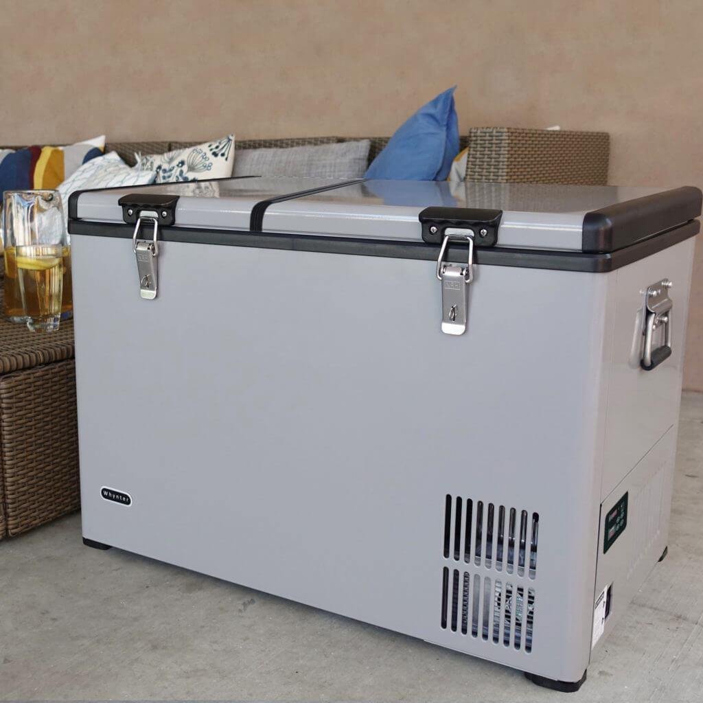 Whynter 90 Quart Dual Zone Portable Fridge/Freezer with 12V Option and Wheels FM-901DZ - Elite Air Purifiers